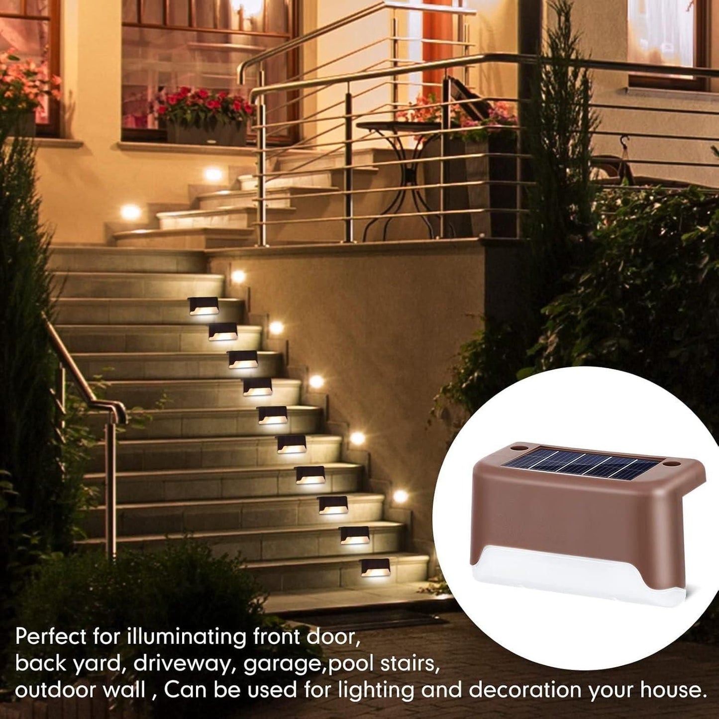 Solar Deck Lights Outdoor – Waterproof LED Solar Garden & Patio Lighting for Pathway, Deck, and Yard