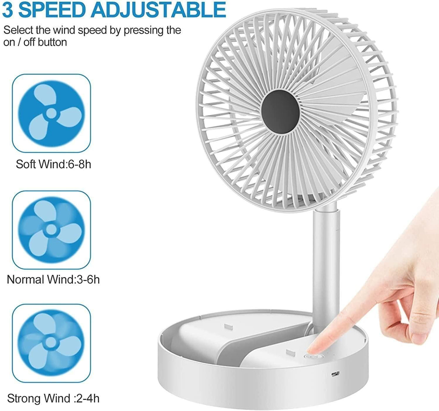Powerful Rechargeable Table Fan – Long Battery Life & Portable