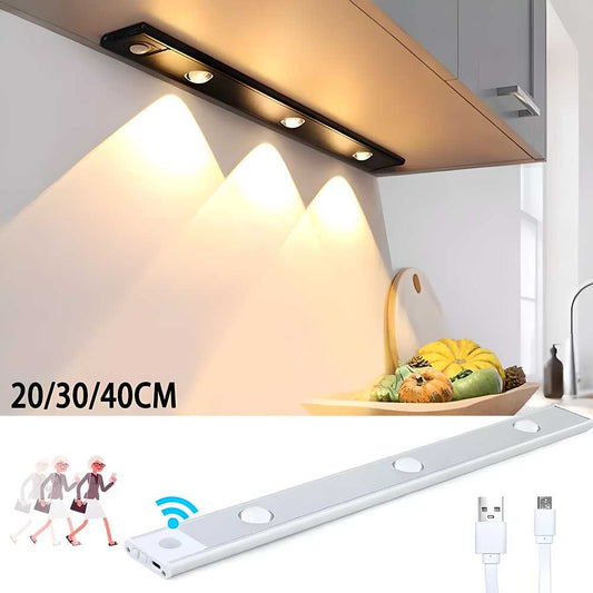 LED PIR Motion Sensor Cabinet Light – USB Rechargeable, Automatic Night Lamp for Home & Kitchen